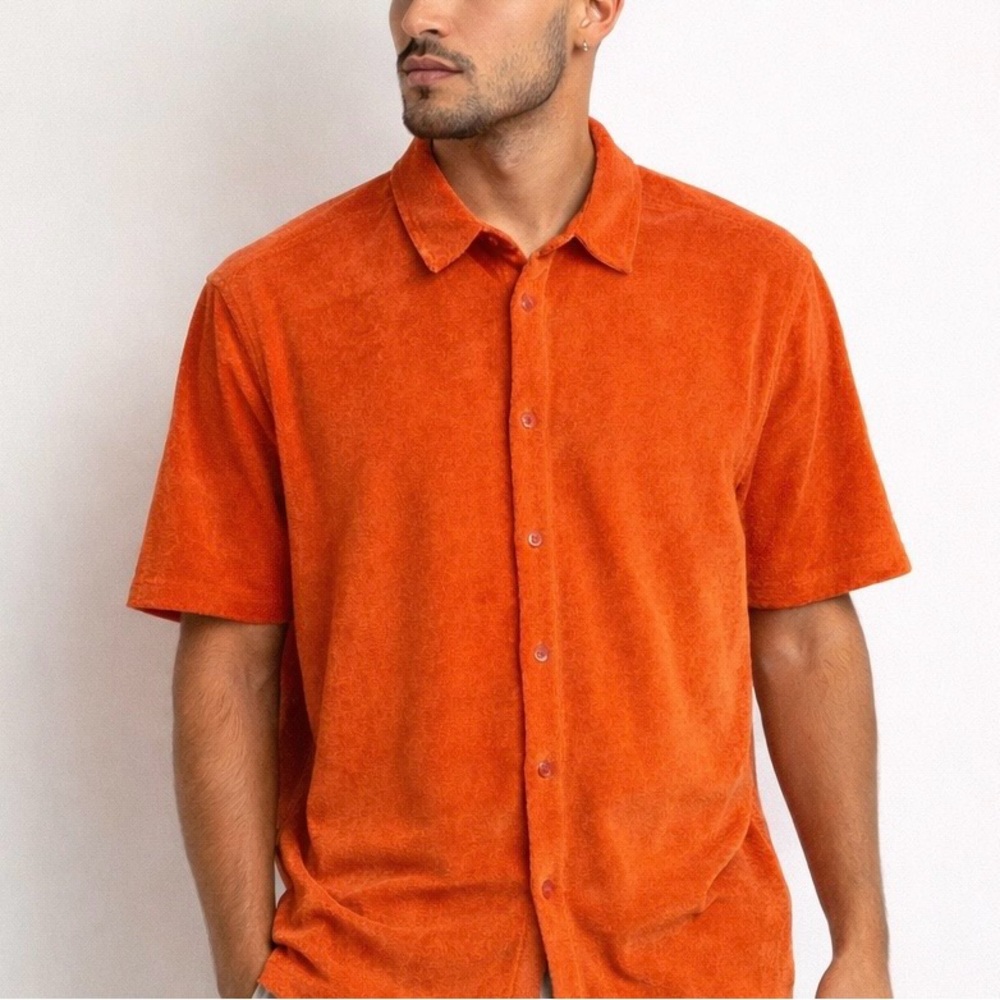 Bain De Mer Orange Short Sleeve Towelling Terry Shirt XXL Beach Wear Luxury NWT